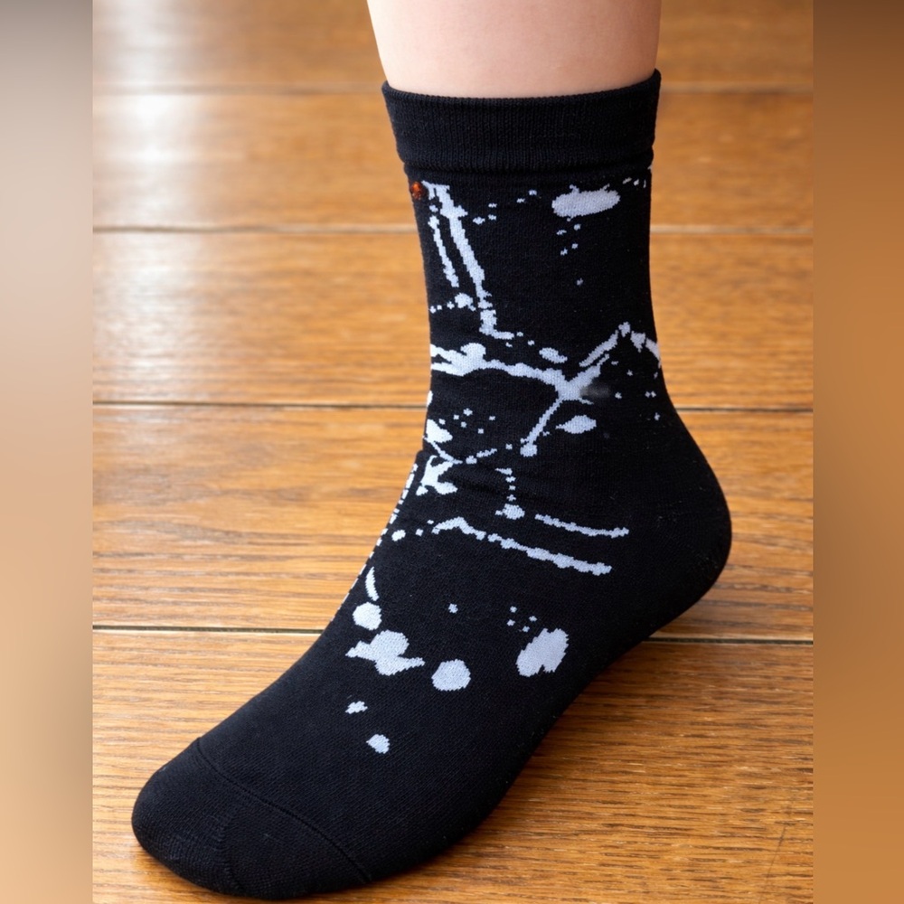 Steve Madden Men’s Black and White Splatter Dress Socks - 6-12.5